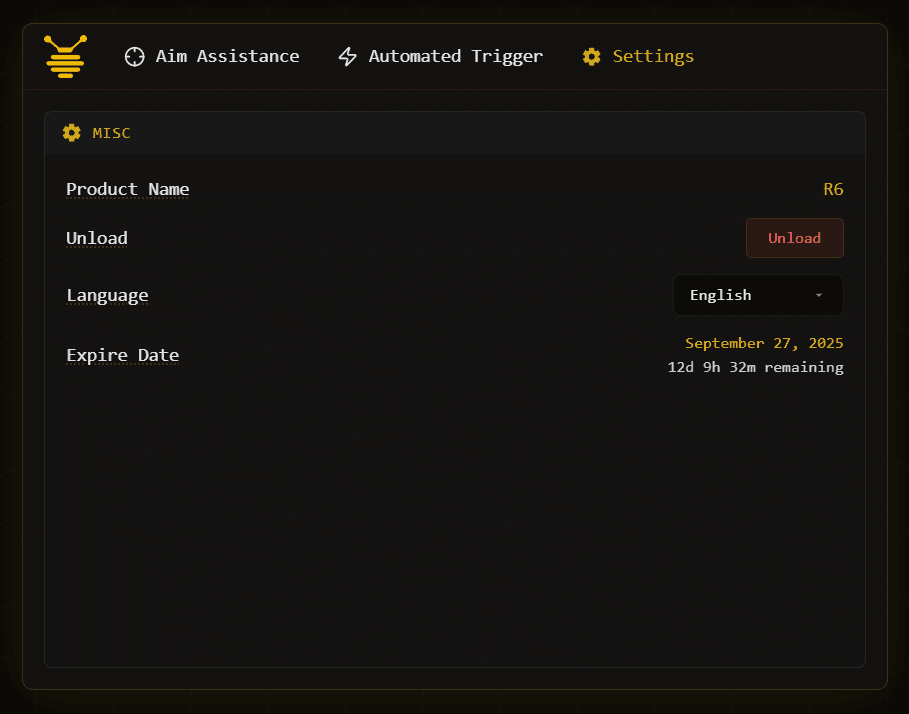 Settings R6 Menu